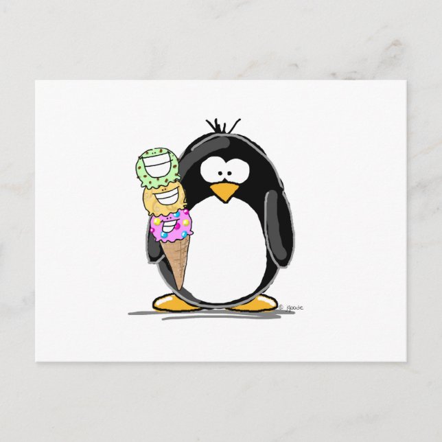 Ice Cream Penguin Vykort (Framsida)