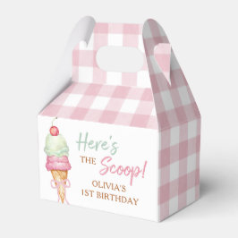 Ice Cream Pink Bow Gingham Birthday Party Presentaskar