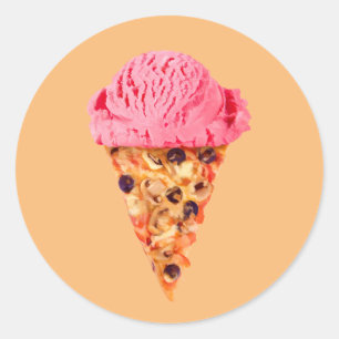 Ice Cream Pizza Classic Round Sticker Runt Klistermärke