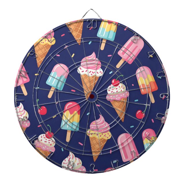 Ice cream, popsicles and cherries pattern darttavla (Framsidan)