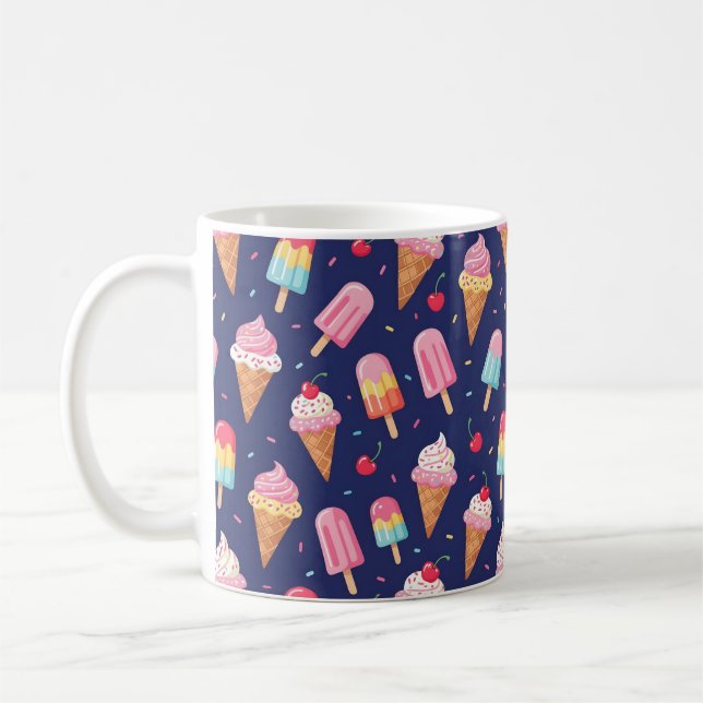 Ice cream, popsicles and cherries pattern kaffemugg (Vänster)