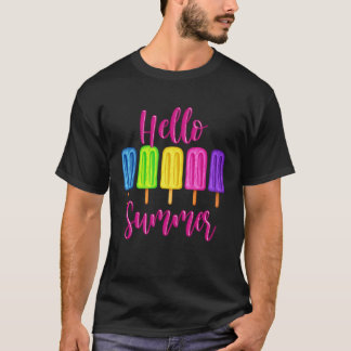 Ice Cream Popsicles Hej Summer Vacation V T Shirt