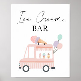 Ice Cream Pub Girl Birthday Sweet Rosa Lastbil Poster