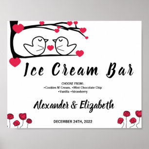 Ice Cream Pub Möhippa Bröllop Love Bird Sign Poster