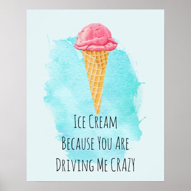 Ice Cream Pun Funny Joke Humor Poster (Framsidan)
