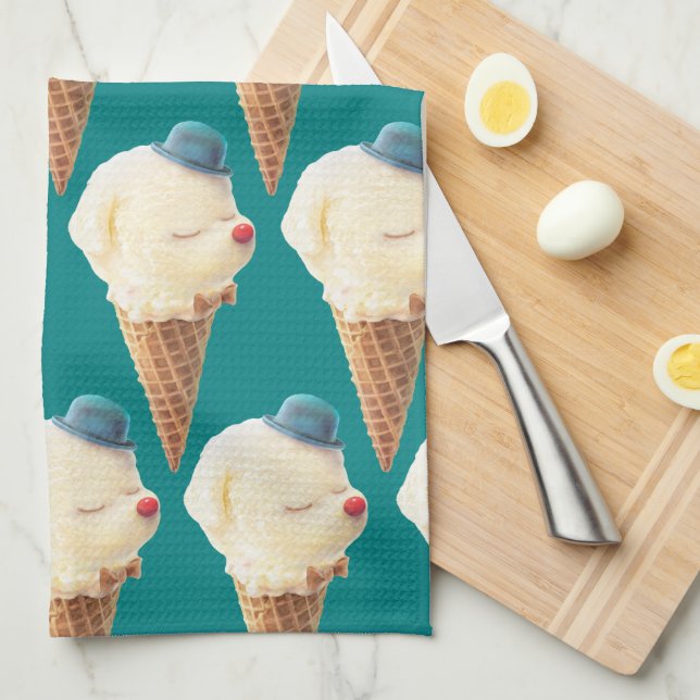 Ice Cream Puppy Mönster Kökshandduk (Vikt i Fjärdedel)