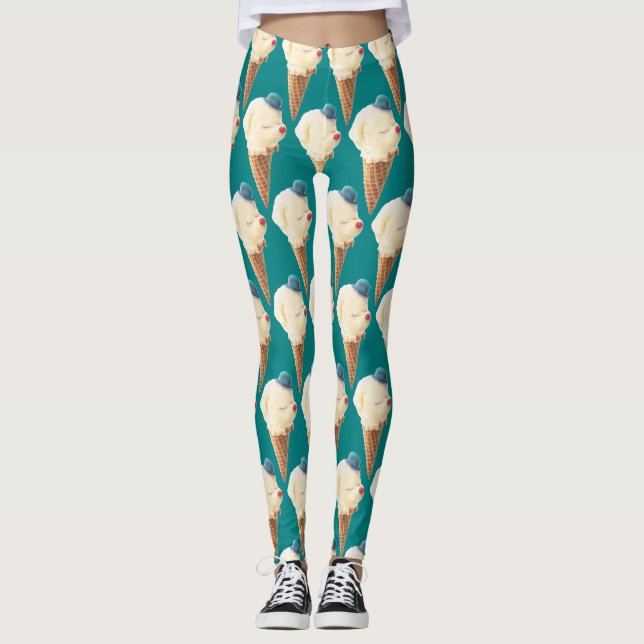 Ice Cream Puppy Mönster Leggings (Framsida)