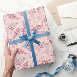 Ice Cream Retro Valentines Wrapping Papper Presentpapper