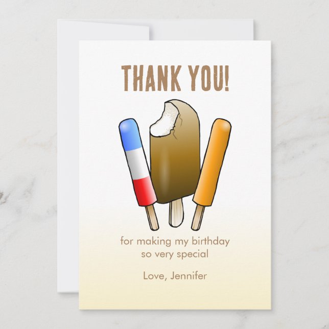 Ice Cream & Roligt Birthday Tack Kort (Framsida)