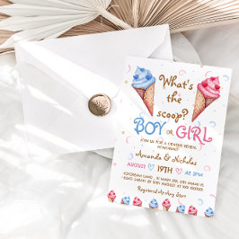 Ice Cream Rosa Blue Summer Gender Reveal Inbjudningar