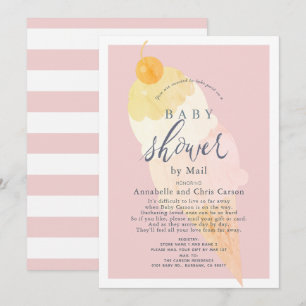 Ice Cream Rosa Girl Baby Shower by Mail Inbjudningar