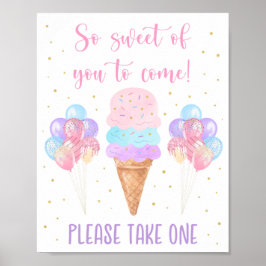 Ice Cream Rosa Guld Pastel Birthday-favoritskylt Poster
