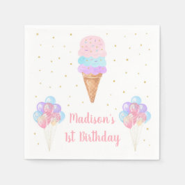 Ice Cream Rosa Guld Pastel Birthday Pappersservett