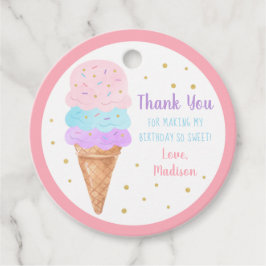 Ice Cream Rosa Guld Pastel Birthday Tack Gåvor Etiketter