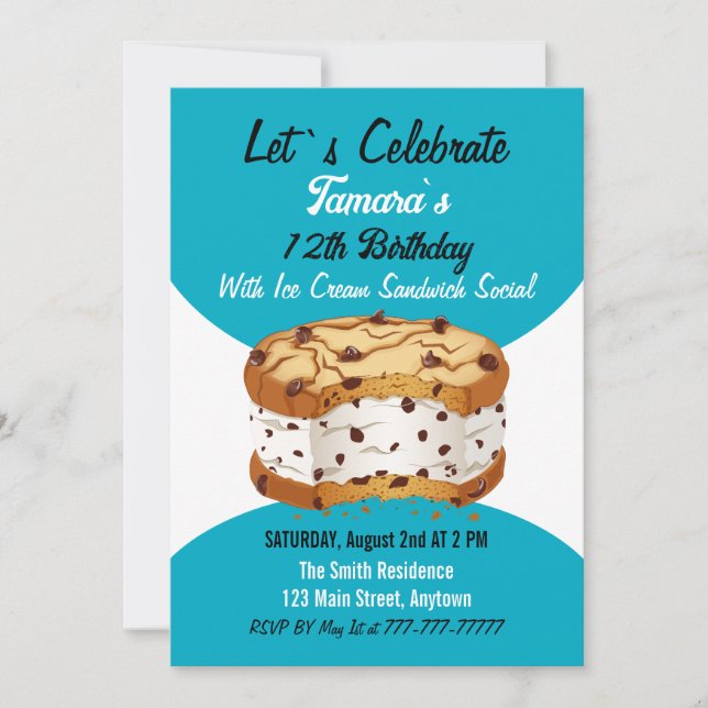 Ice Cream Sandwich Social Birthday-firandet Inbjudningar (Framsida)