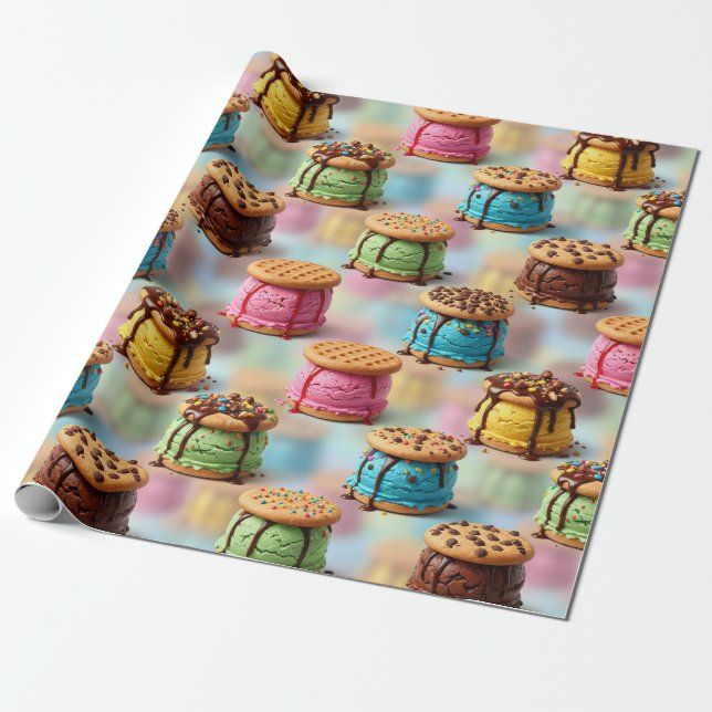 Ice Cream Sandwiches Wrapping Paper Presentpapper (Utrullad)