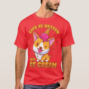 Ice Cream Sayed Corgi Shiba Inu  T Shirt