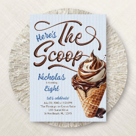 Ice Cream Scoop Boys Birthday Inbjudningar