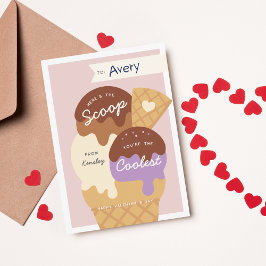 Ice Cream Scoop Classroom Valentine Day Card Inbjudningar