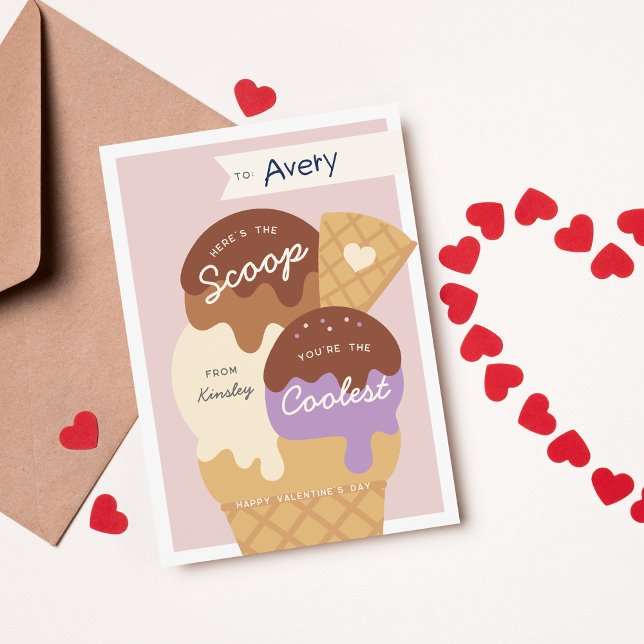 Ice Cream Scoop Classroom Valentine Day Card Inbjudningar (Skapare uppladdad)