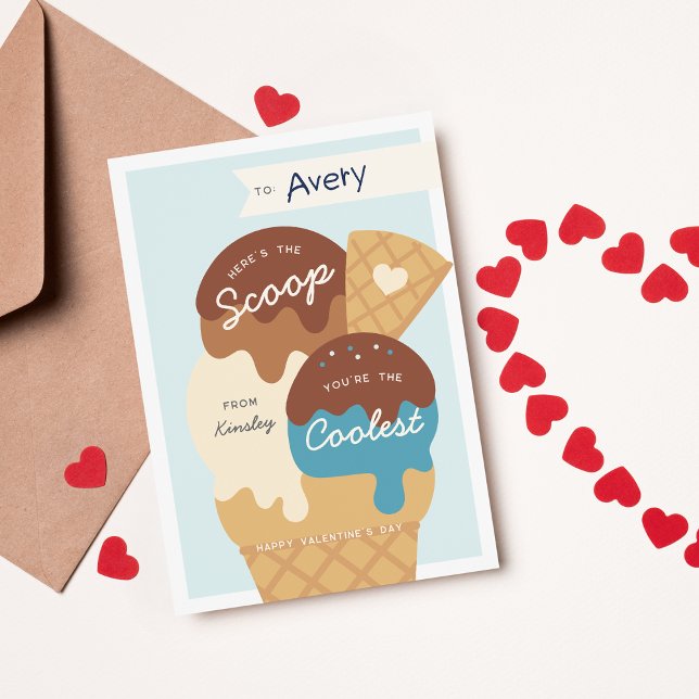 Ice Cream Scoop Classroom Valentine Day Card Inbjudningar (Skapare uppladdad)