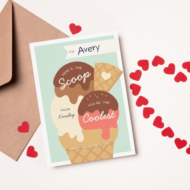 Ice Cream Scoop Classroom Valentine Day Card Inbjudningar (Skapare uppladdad)