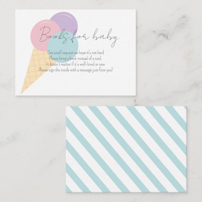 Ice Cream Scoop Confetti Bokar for Baby Shower Tilläggskort (Fram/baksida)