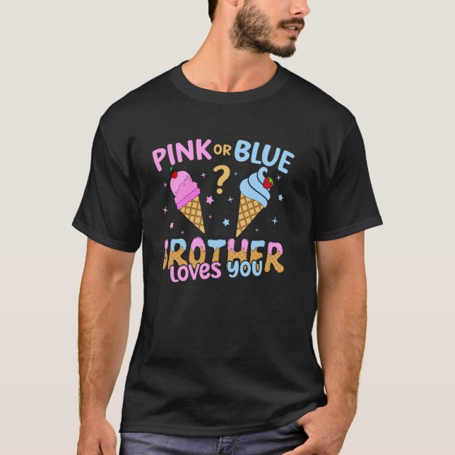 Ice Cream Scoop Gender Reveal Rosa eller Blue Brot T Shirt (Framsida)