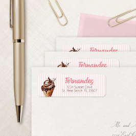 Ice Cream Scoop Girls Birthday Returadress Etikett