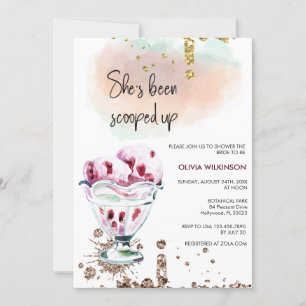 Ice Cream Scoop   GULD ROSA GLITTER MÖHIPPA Inbjudningar