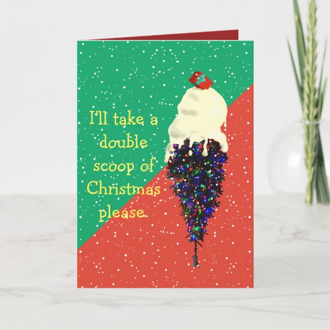 Ice Cream Scoop Julgran Helgdag Card Helgkort (Framsida)