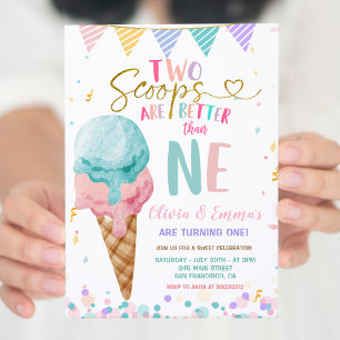 Ice Cream Scoop Twin Flick kalas Inbjudningar