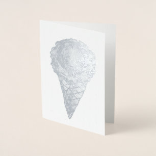 Ice Cream Scoop Waffle Cone Summer Dessert Foodie Folierat Kort
