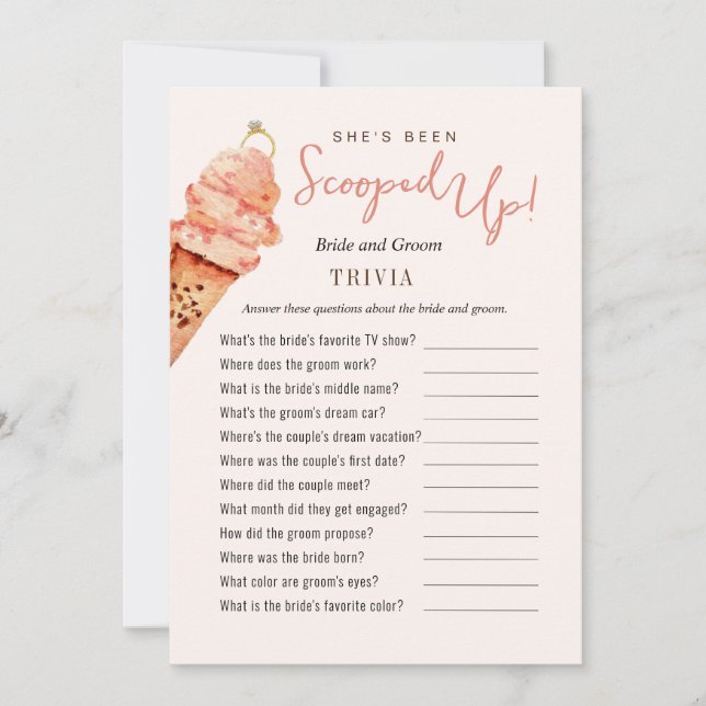 Ice Cream Scooped up Trivia Shower-spel Inbjudningar (Framsida)