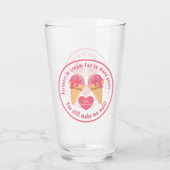 Ice Cream Scoops Cute Romantic Valentine Day Glaskopp (Baksida)