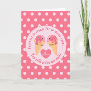Ice Cream Scoops Cute Romantic Valentine Day Kort
