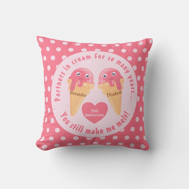 Ice Cream Scoops Cute Romantic Valentine Day Kudde (Framsida)