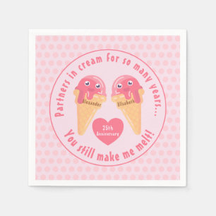 Ice Cream Scoops Cute Romantic Valentine Day Pappersservett