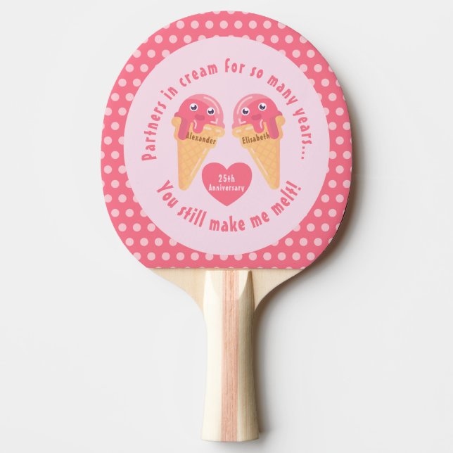 Ice Cream Scoops Cute Romantic Valentine Day Pingisracket (Framsidan)