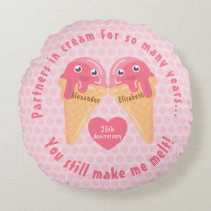 Ice Cream Scoops Cute Romantic Valentine Day Rund Kudde
