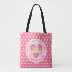 Ice Cream Scoops Cute Romantic Valentine Day Tygkasse