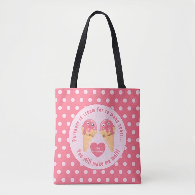 Ice Cream Scoops Cute Romantic Valentine Day Tygkasse (Framsida)