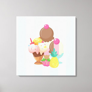Ice Cream Scoops med Sprinkles Canvastryck