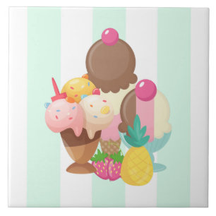 Ice Cream Scoops med Sprinkles Kakelplatta