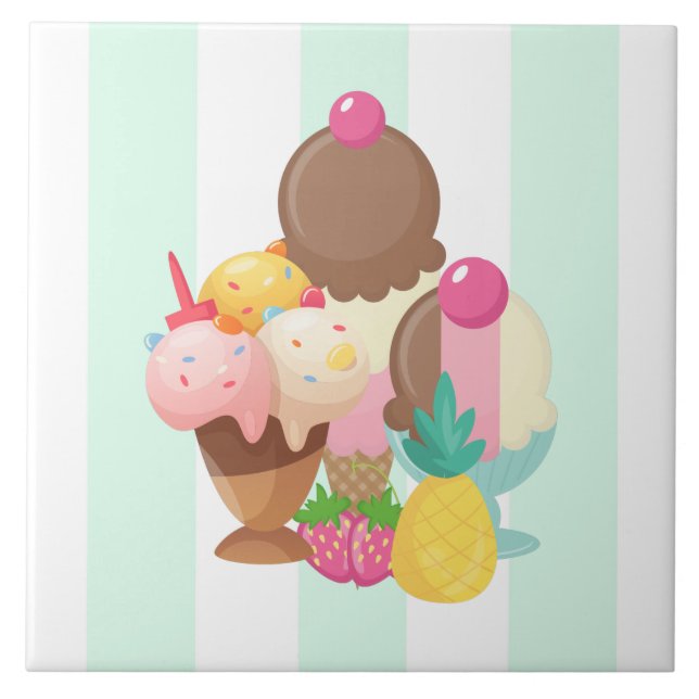 Ice Cream Scoops med Sprinkles Kakelplatta (Framsidan)