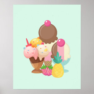 Ice Cream Scoops med Sprinkles Poster
