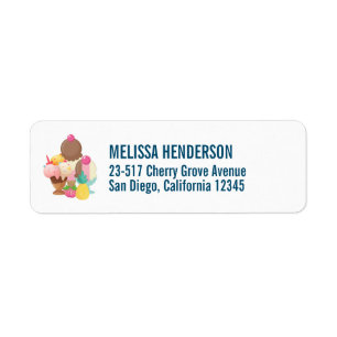 Ice Cream Scoops med Sprinkles Returadress Etikett