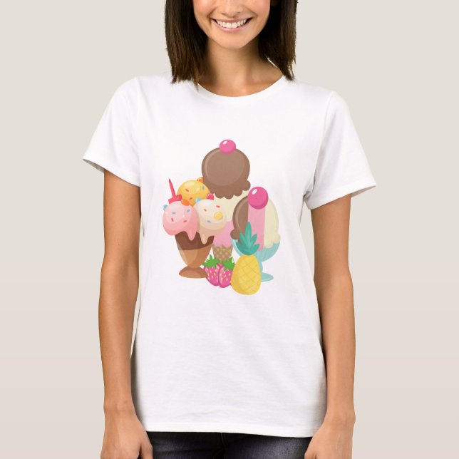 Ice Cream Scoops med Sprinkles T Shirt (Framsida)