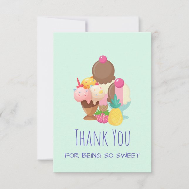 Ice Cream Scoops med Sprinkles Tack Kort (Framsida)