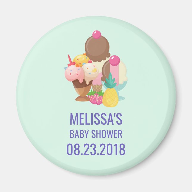 Ice Cream Scoops with Sprinkles Baby Shower Magnet (Framsidan)